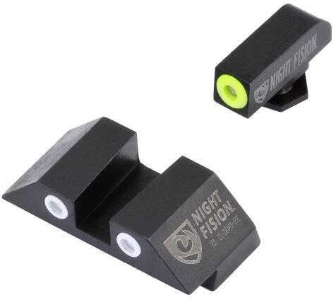 Night Fision GLK00103YGWG Sight Set Square for Glock 17/17L/19/22-28/31-35/37-39 Tritium Green w/Yellow Ou