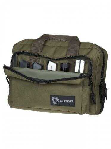 Drago Gear 12315GR Double Pistol Case 12.5" x 9.5" x 4.5" Exterior 600D Polyester Green