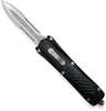 CobraTec Knives King 4" OTF Dagger Serrated D2 Steel Blade Black Anodized Aluminum W/Carbon Fiber Inla