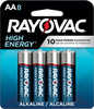 Rayovac AA High Energy Alkaline Batteries Silver/Blue 1.5 Volts 2,700 mAh (8) Single Pack