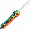 Cobratec Knives Mflgnfs3dns Fs-3 Medium 3" Otf Drop Point Plain D2 Steel Blade 4.50" Green Fishing Lure Aluminum Cerakot