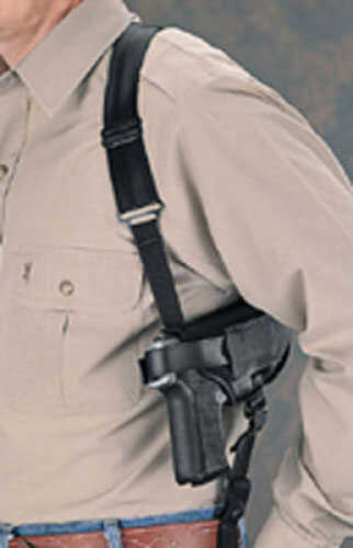 Uncle Mikes Cross-Harness Horizontal Shoulder Holster - Black 3.75"-4.5" Barrel Large Autos 4-Way Adjustment - Waterpro