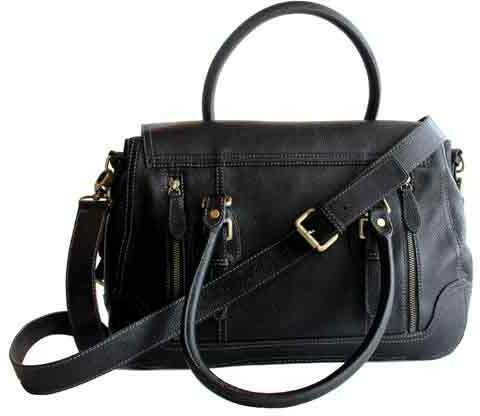 Concealed Carrie Aged Black Leather Satchel