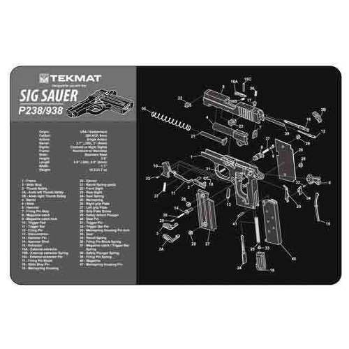 TekMat Armorers Bench Mat 11"X17" Sig Sauer 238 Pistol Md: 17-SIG238