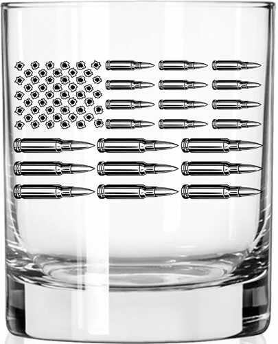 2 Monkey Whiskey Glass Bullet Flag Logo