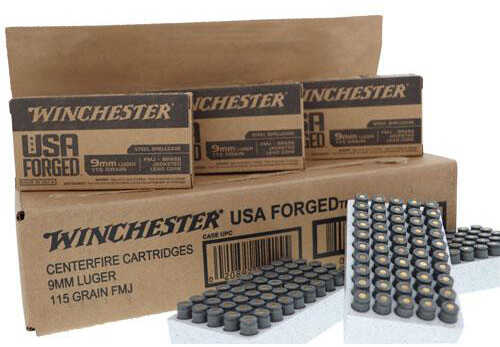 9mm Luger 115 Grain Full Metal Jacket 500 Rounds Winchester Ammunition