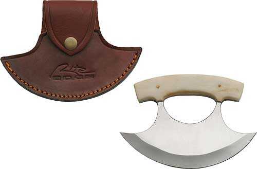 Szco Rite Edge 6" Bone Handle Ulu With Leather Sheath