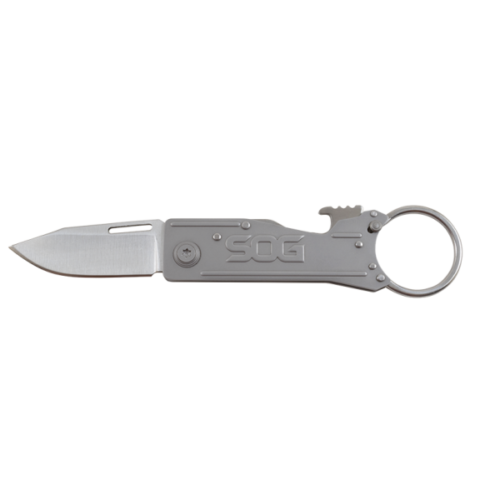 S.O.G SOG-Kt1001-C KeyTron 1.80" Folding Plain Clip Point Grey 5Cr13MoV SS Blade/ Stainless Steel Handle