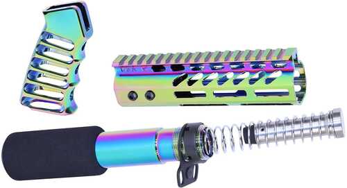 Guntec Ar15 Forward Assist Assembly Rainbow Pvd Coated