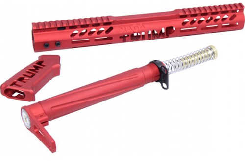 Guntec AR-15 Gen 2 TRUMP SERIES MAGA Complete Furniture Set 15" Handguard Aluminum Anodized Red