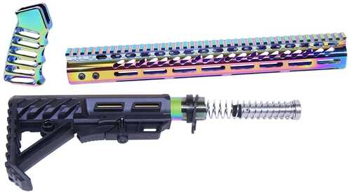 Guntec Ar15 Complete Furniture Set Matte Rainbow Pvd Coated